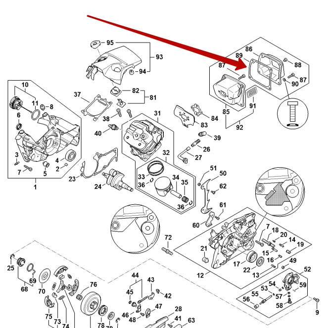 Gasket (Inner Exhaust Casing) - Stihl MS 500i